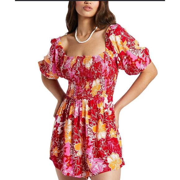 ROXY Pants - Roxy Red Floral Jumper Size M